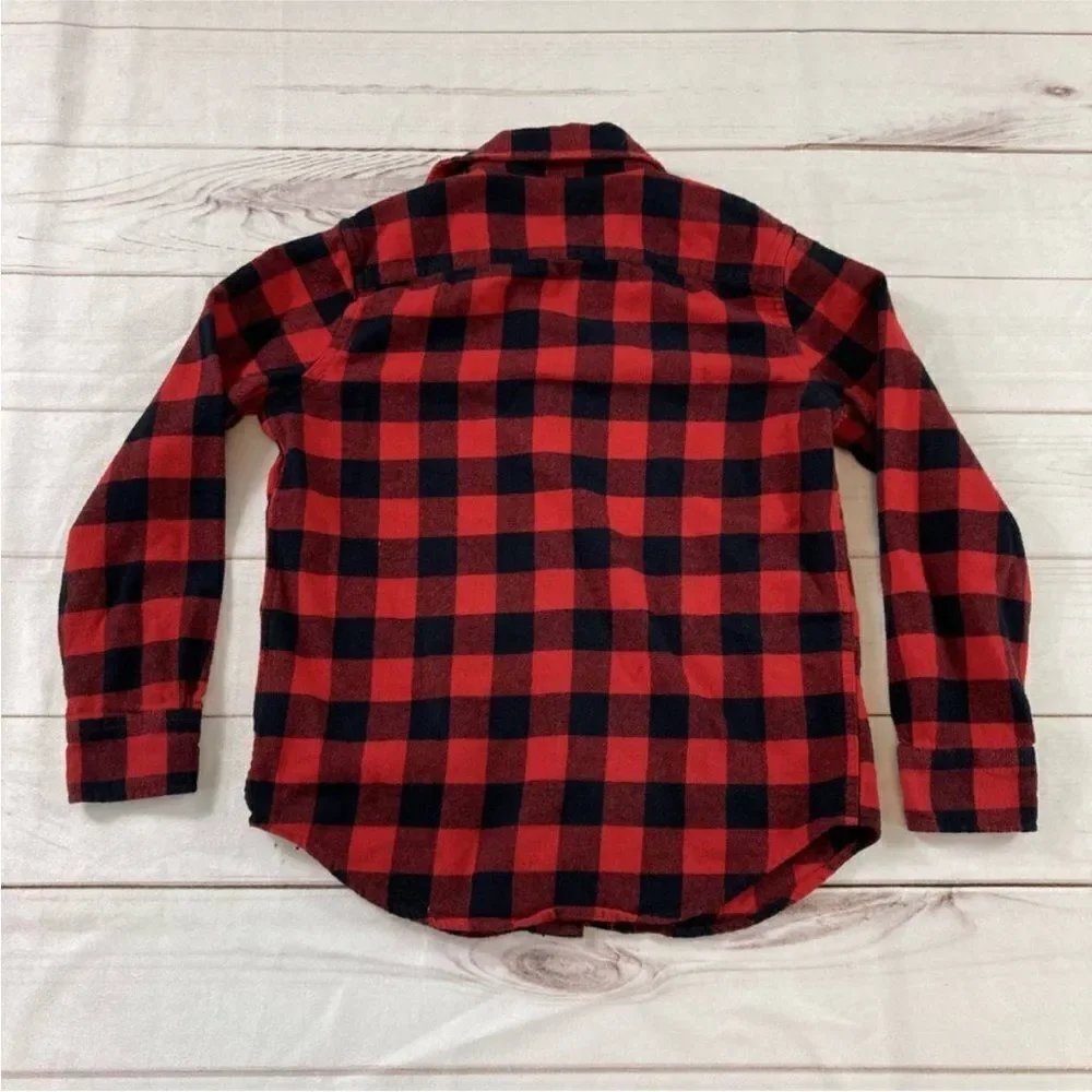 Gap Kids Red Buffalo Plaid Long Sleeve Button Down Flannel Shirt Size L